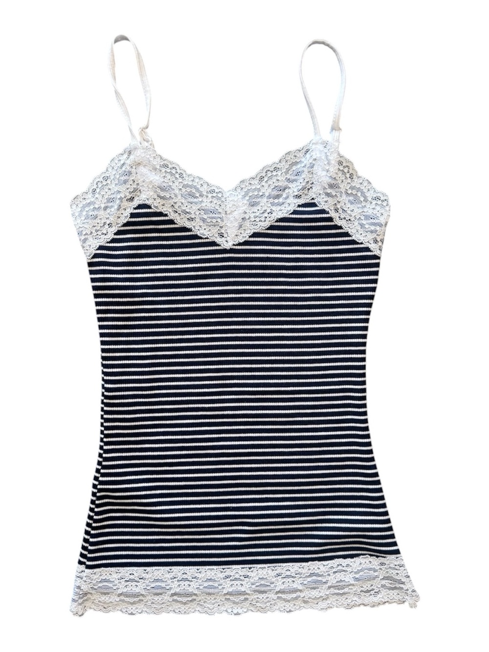 Forever 21 Striped Lace Trim Cami - Navy & White - Picture 1 of 4